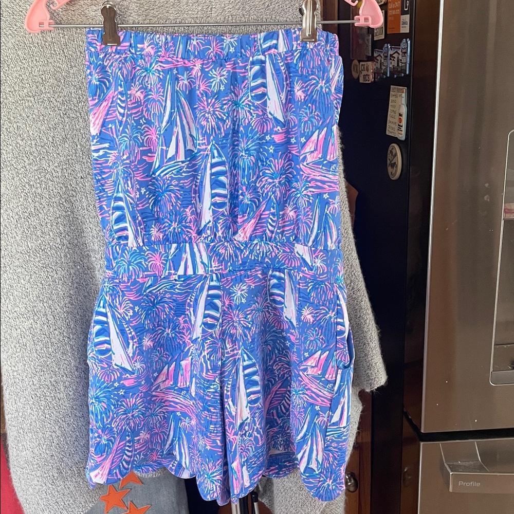 Lilly Pulitzer Jace Romper Size XS Blue Strapless Sailabration Nautical - Picture 6 of 7